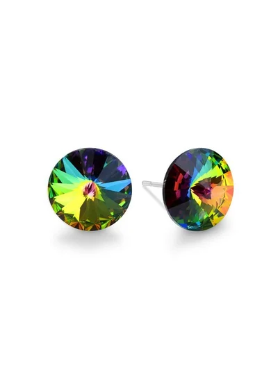 Seona Seona Ella 10mm Crystal Stud Earrings  – Hypoallergenic Stainless Steel Stud Earrings for Women, Elegant Crystal Rivoli Jewelry Earrings for Everyday and Special Occasions -  Vitrail Medium